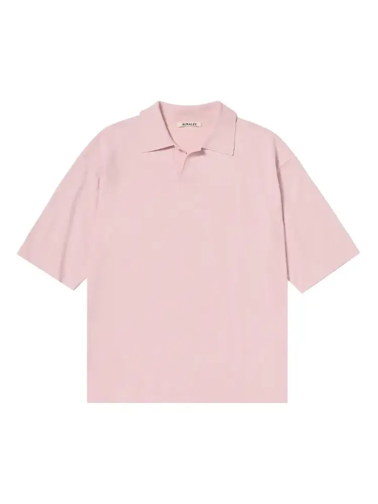 Поло-рубашка Auralee High Gauge Tussah Silk Knit Skipper Polo — изображение 1 из 1, розовый