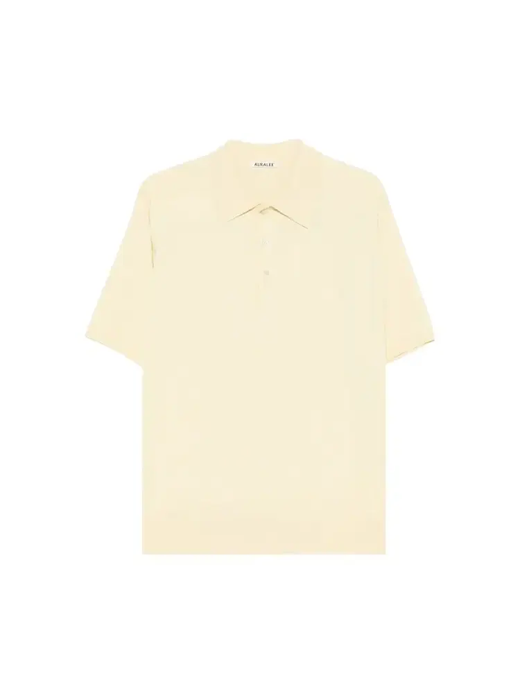 Вязаная рубашка-поло Auralee Giza High Gauge Knit Polo — изображение 1 из 2, желтый