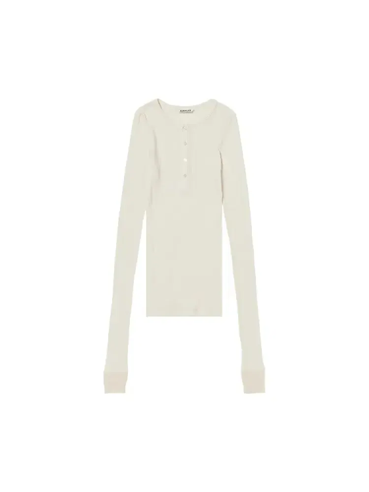 Топ-поло Auralee Organic Soft Rib Henley Neck Top