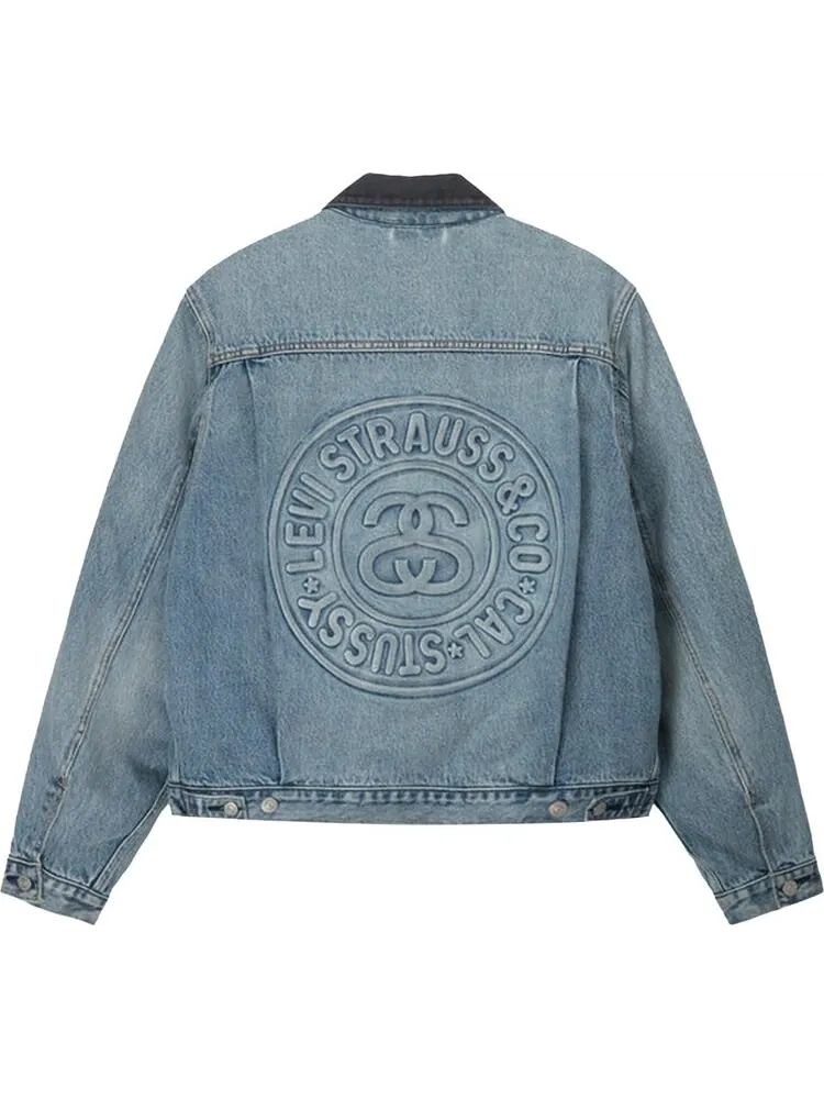 Куртка Stussy x Levi's Embossed Trucker Jacket 'Indigo' — изображение 2 из 2, синий
