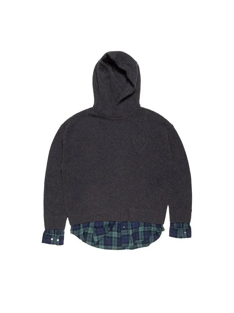 Худи Acne Studios Layered Wool Hoodie — серый