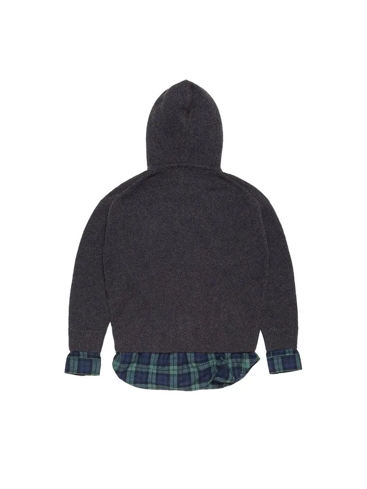 Худи Acne Studios Layered Wool Hoodie — изображение 2 из 3, графитовый серый