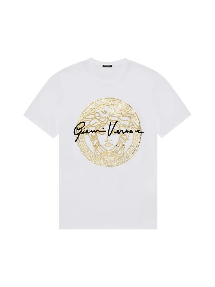 Футболка Versace GV Signature Medusa T-Shirt White/Gold/Black — изображение 1 из 2, белый