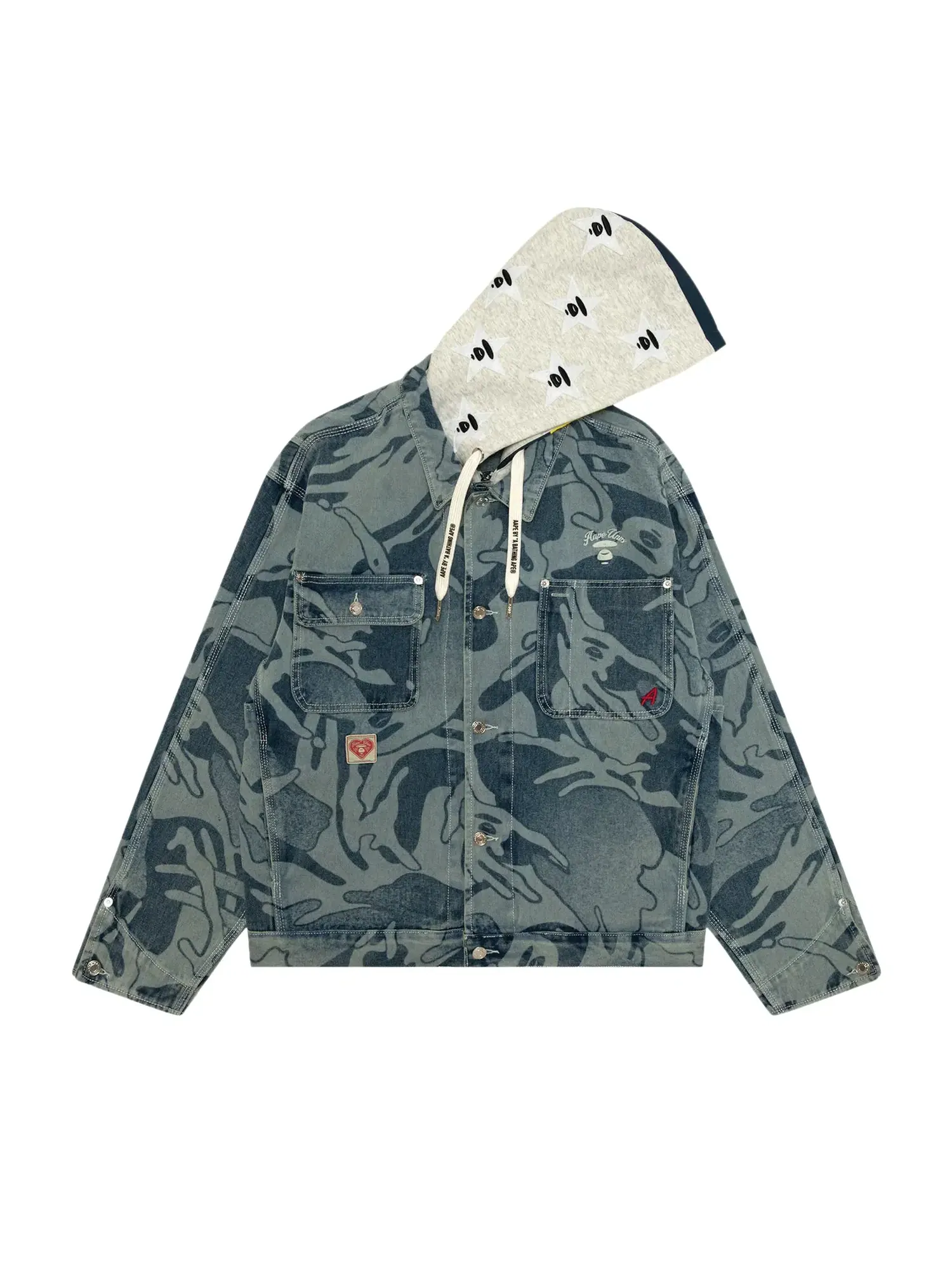 Худи AAPE AAPEUNVS Unvs Moonface Hooded Camo Denim Jacket — желтый