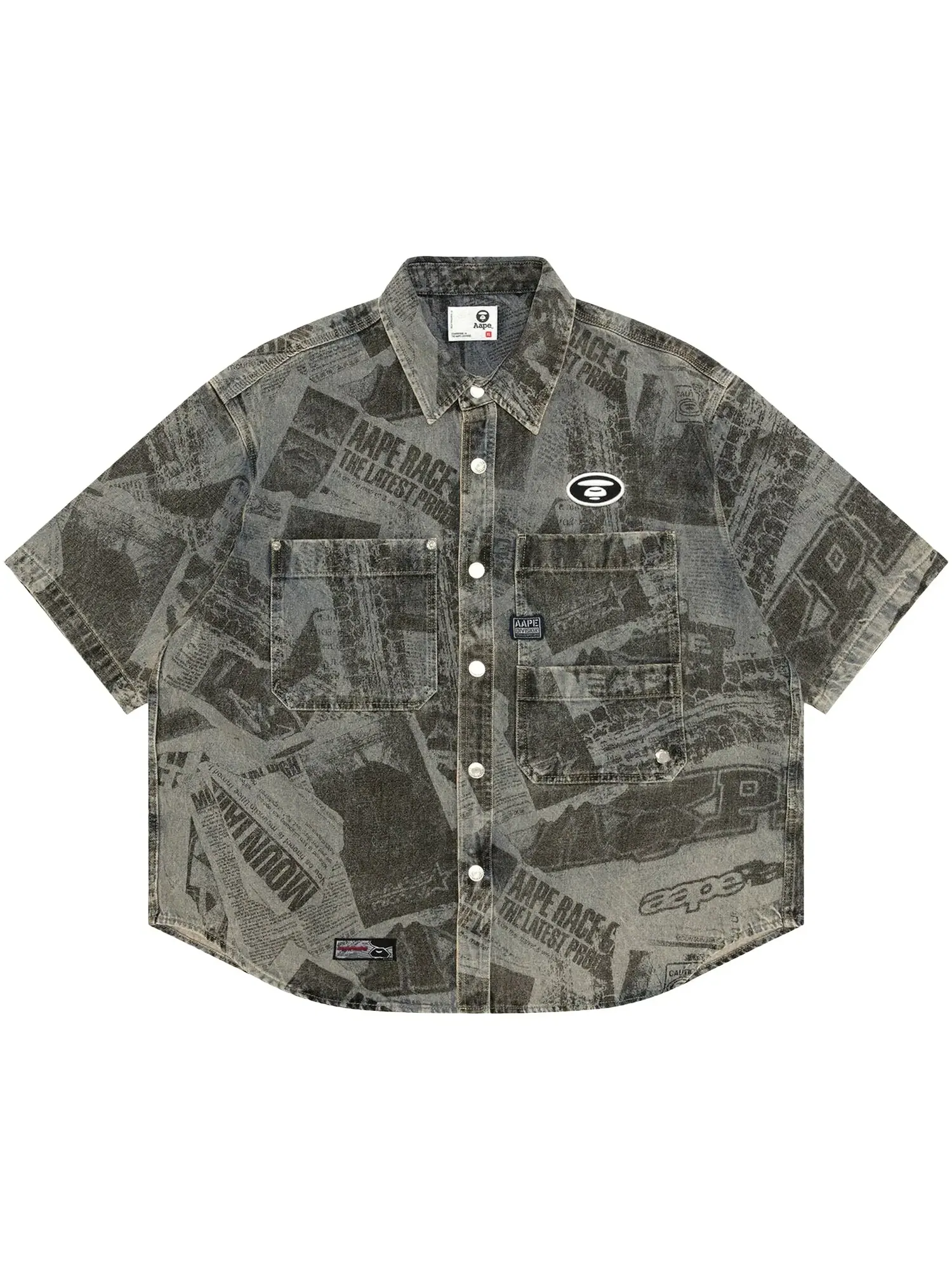 Футболка с коротким рукавом AAPE AAPEUNVS Unvs Moonface Graphic — изображение 1 из 1, синий/белый