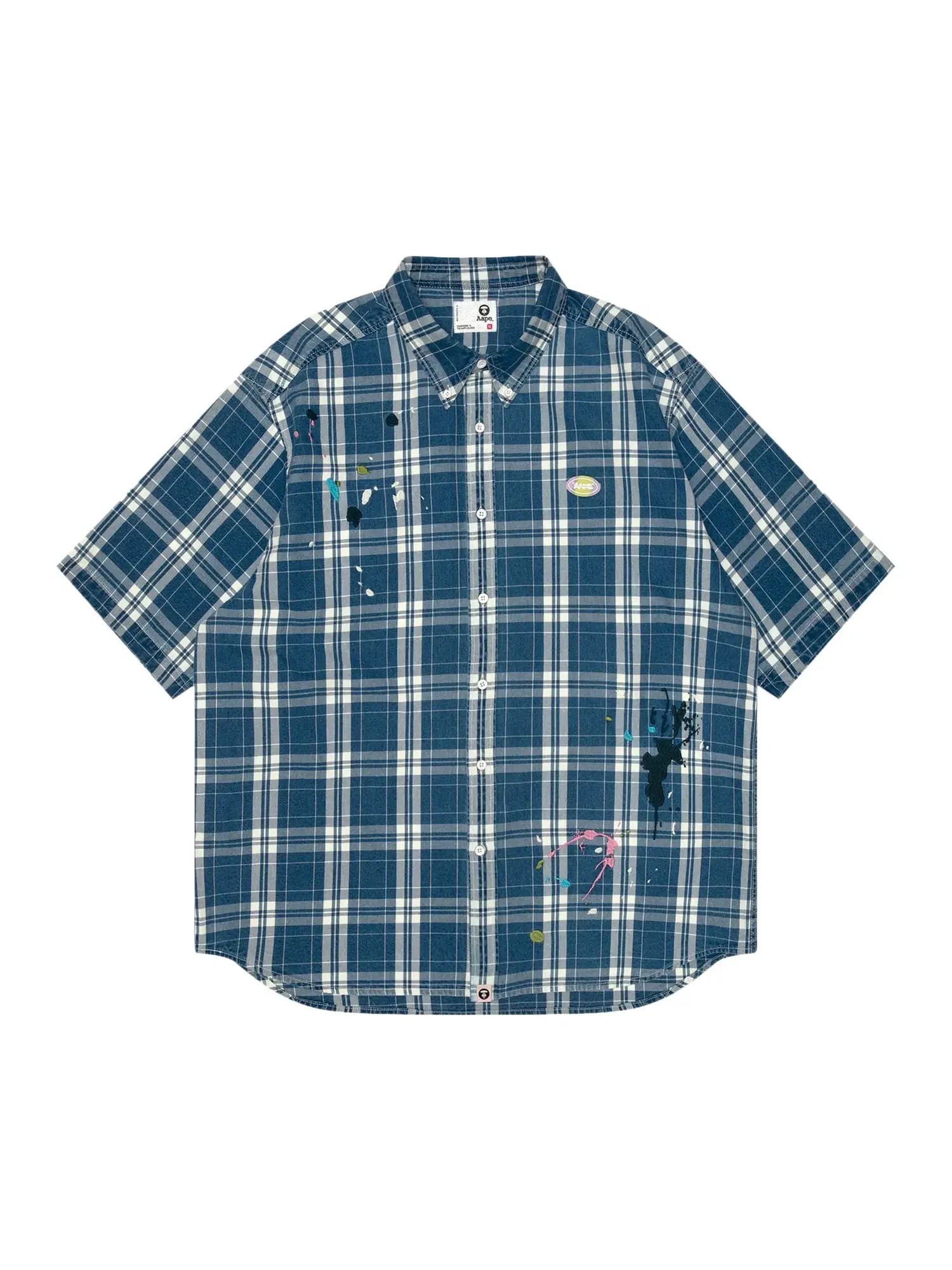 Рубашка AAPE AAPEUNVS Unvs Moonface Check Shirt — изображение 1 из 1, синий/желтый