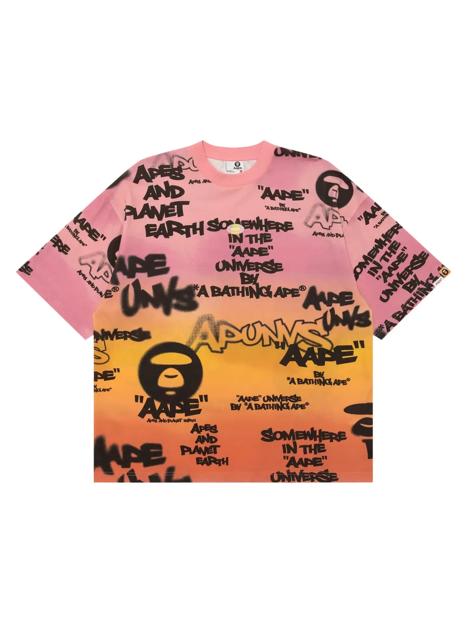 Футболка с мульти-логотипом AAPE Graffiti — изображение 1 из 1, розовый/оранжевый