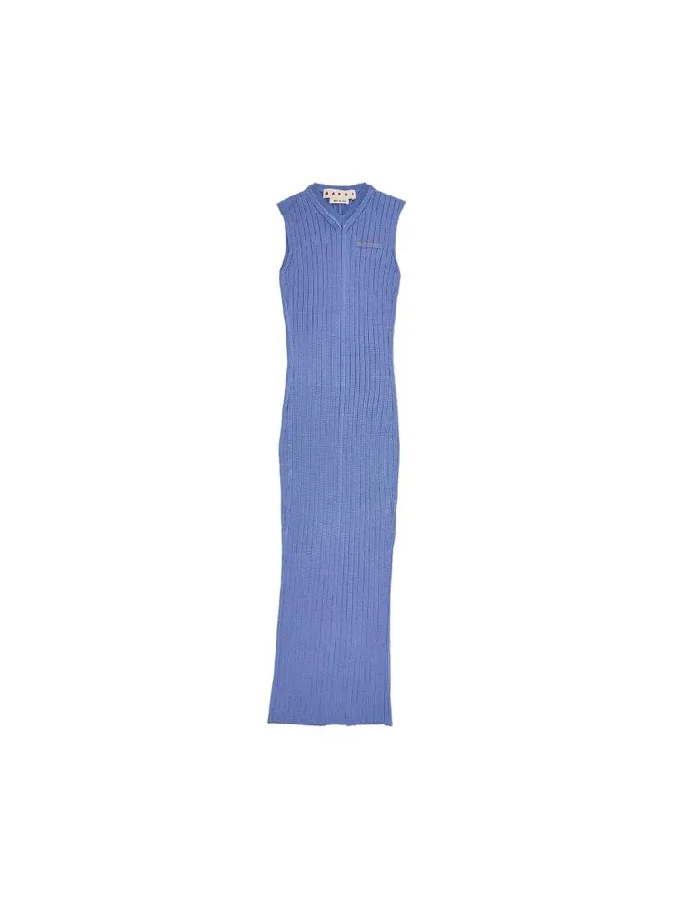 Платье Marni Long Ribbed Dress — синий