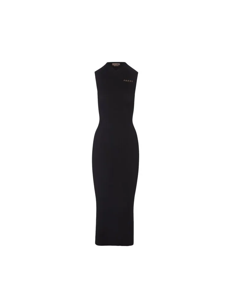Платье Marni Long Ribbed Dress Black — черный
