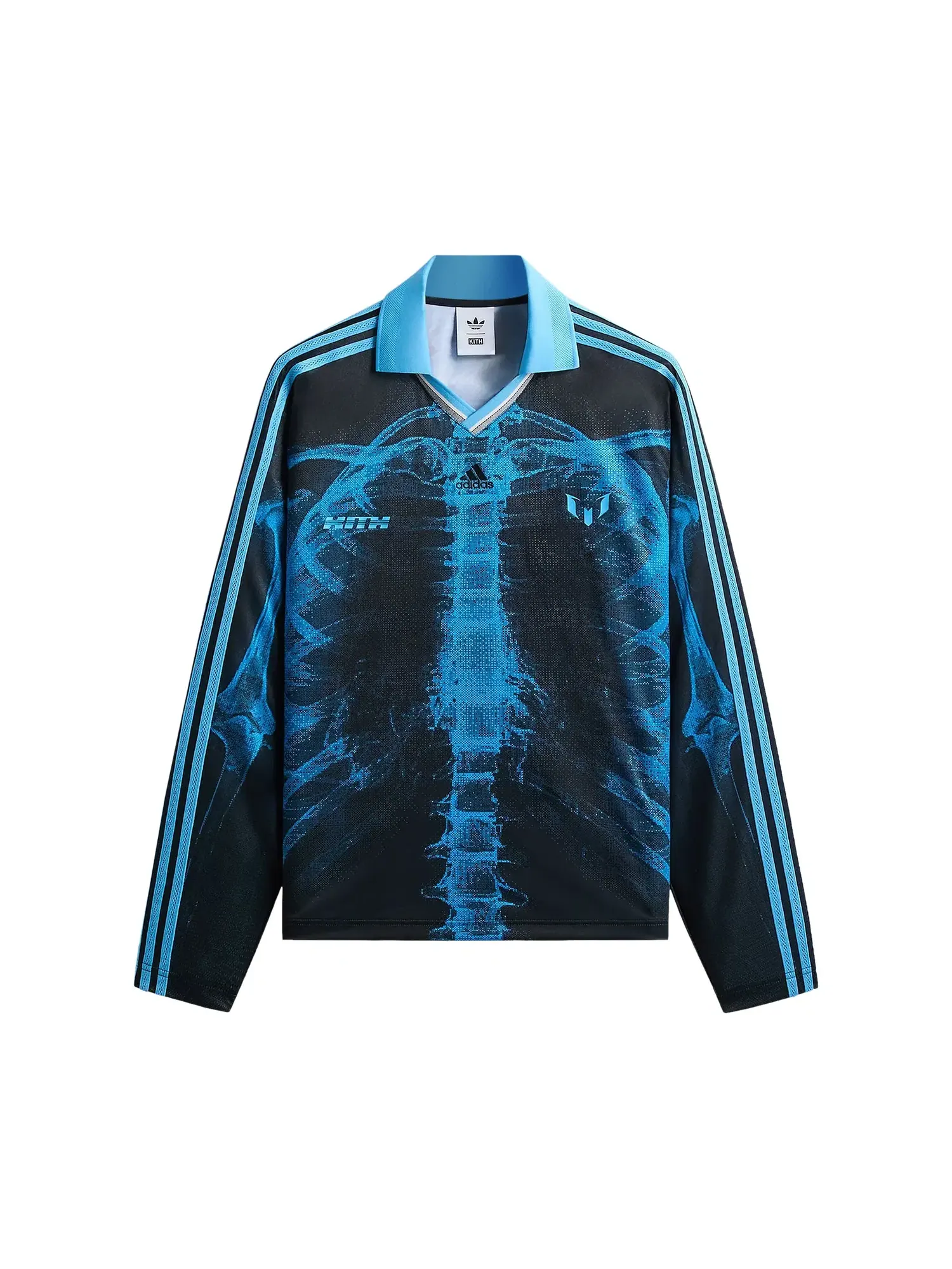 Футболка с длинным рукавом Kith x Messi для Adidas Skeleton Goalkeeper — изображение 1 из 2, черный/синий