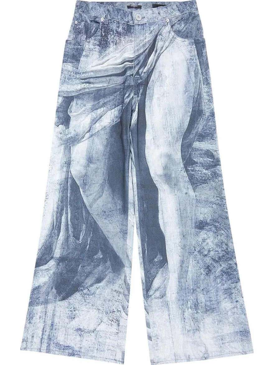 Брюки Balmain Statue Printed Loose Denim Pants Blue/Gris — изображение 1 из 3, синий