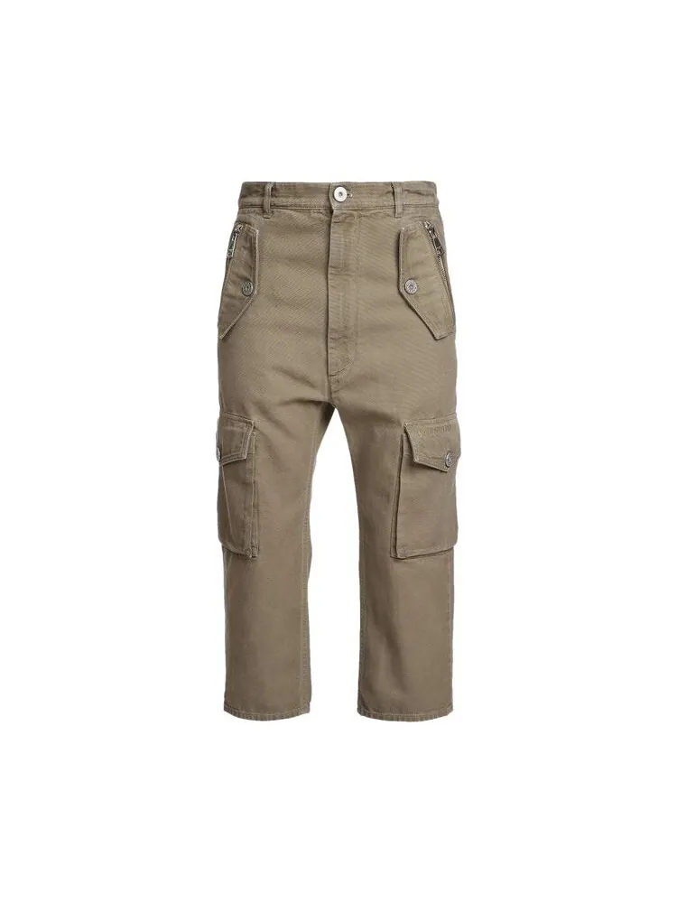 Брюки Balmain Loose Fit Cropped Cargo Trousers — изображение 1 из 1, коричневый