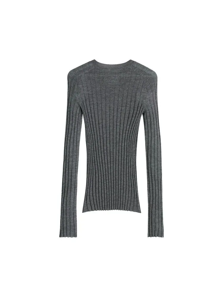 Свитер Phoebe Philo Wide Rib Crewneck — изображение 2 из 2, серый