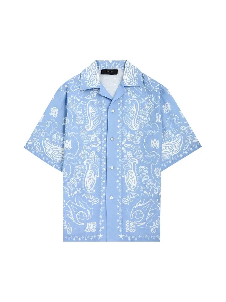 Рубашка Amiri Bandana Watercolor Camp Shirt — изображение 1 из 1, синий