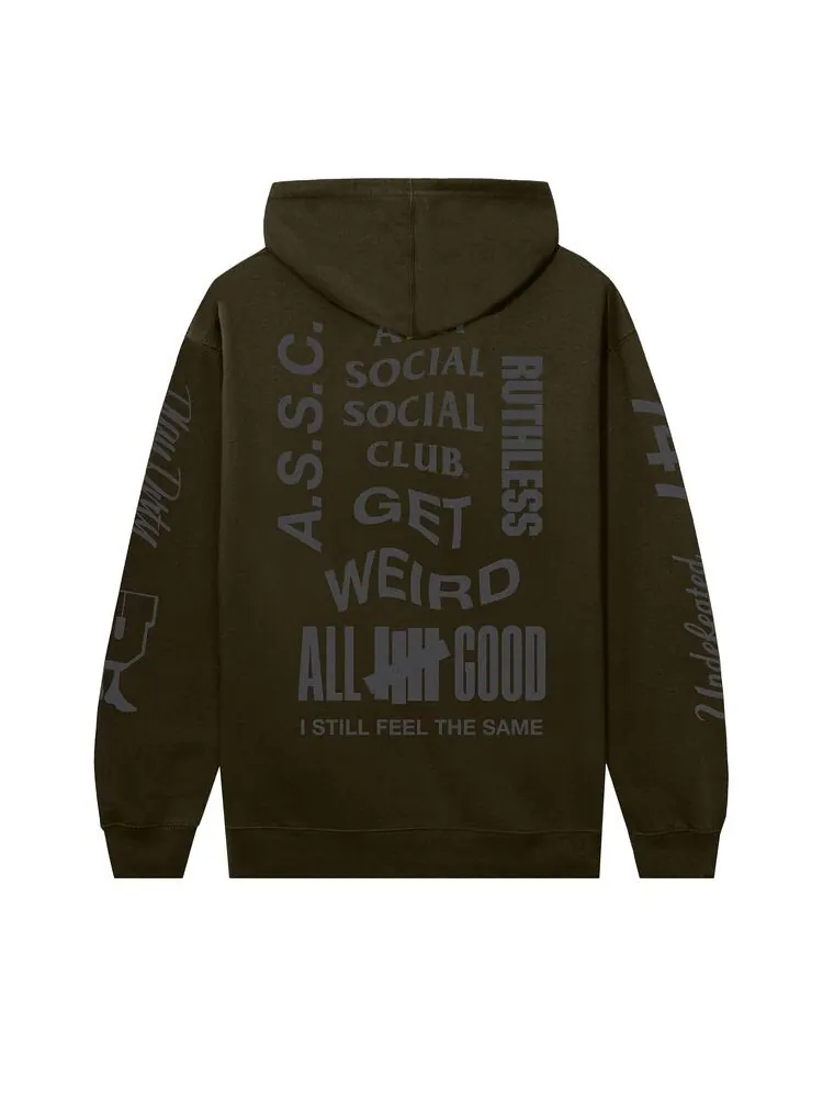 Худи Anti Social Social Club x Undefeated Schizophrenia Hoodie Army — изображение 2 из 2, армейский