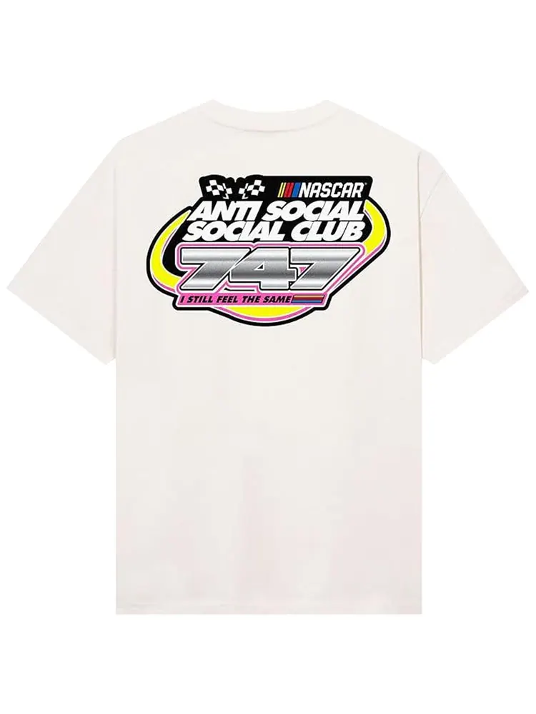 Футболка Anti Social Social Club x Nascar 747 "Овсянка" — изображение 2 из 2, бежевый