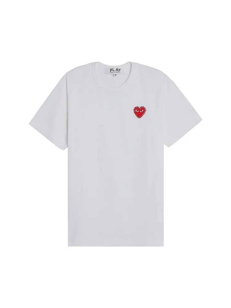 Футболка Comme des Garçons PLAY Emblem Rhinestone Heart T-Shirt — красный