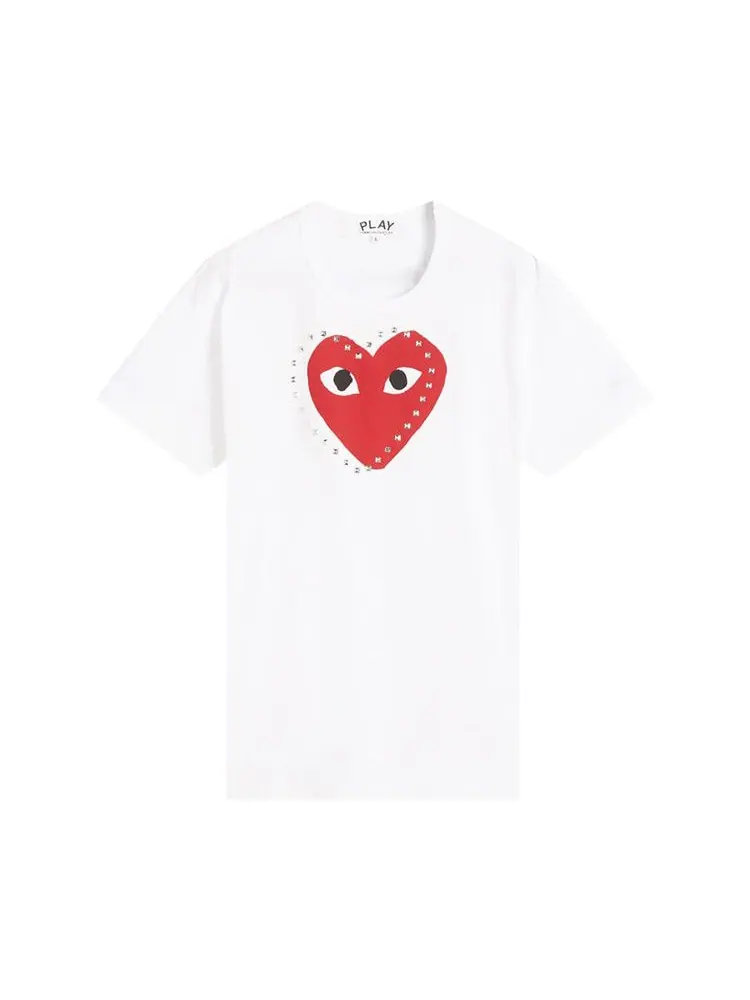 Футболка Comme des Garçons PLAY Heart Stud Tee — белый
