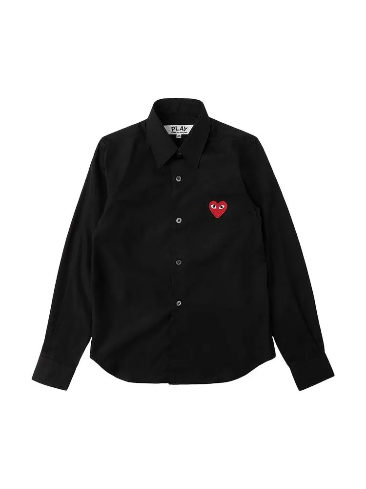 Топ Comme des Garçons PLAY Red Heart Button Up — черный