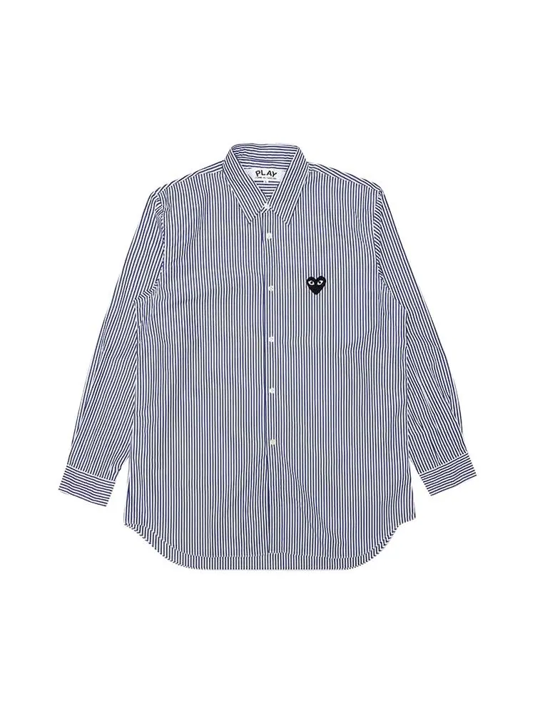 Топ Comme des Garçons PLAY Black Emblem Stripe Button Down — синий