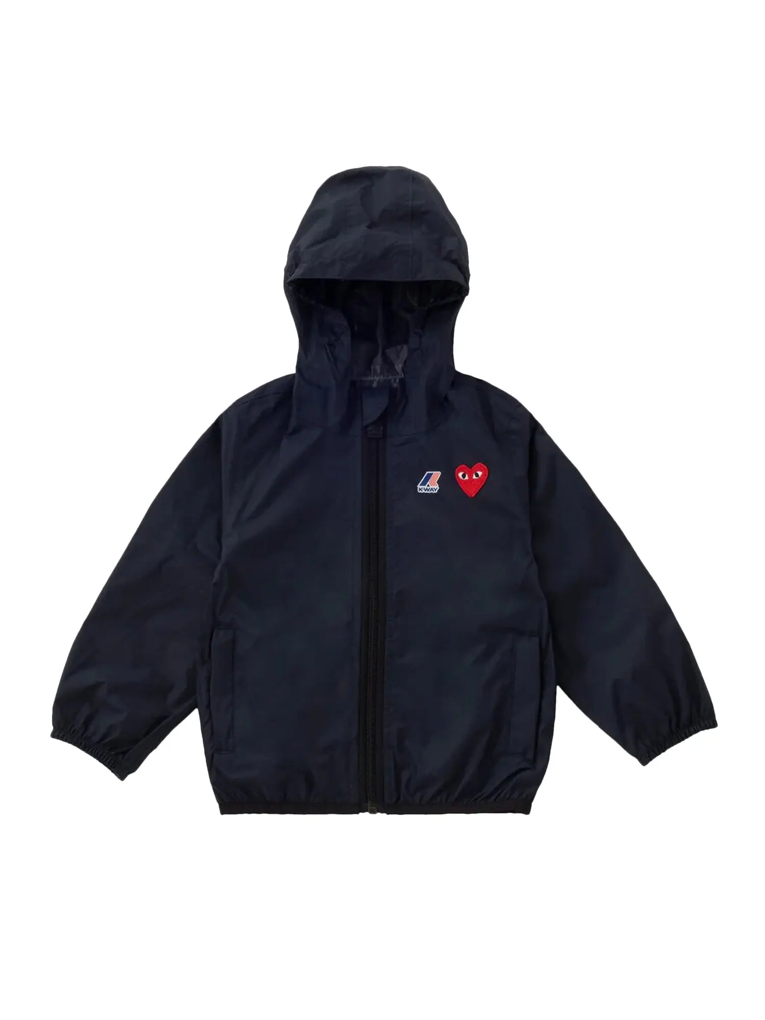 Детская толстовка с капюшоном Comme des Garçons PLAY K-Way на молнии темно-синего цвета — изображение 1 из 2, темно-синий