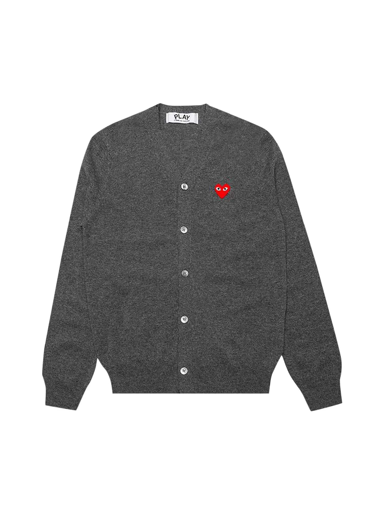 Вязаный кардиган Comme des Garçons PLAY, красное сердце — изображение 1 из 1, серый