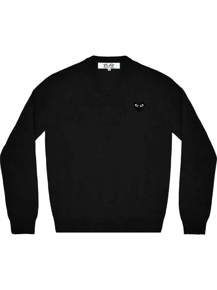Пуловер Comme des Garçons PLAY Heart V-Neck Pullover 'Black'