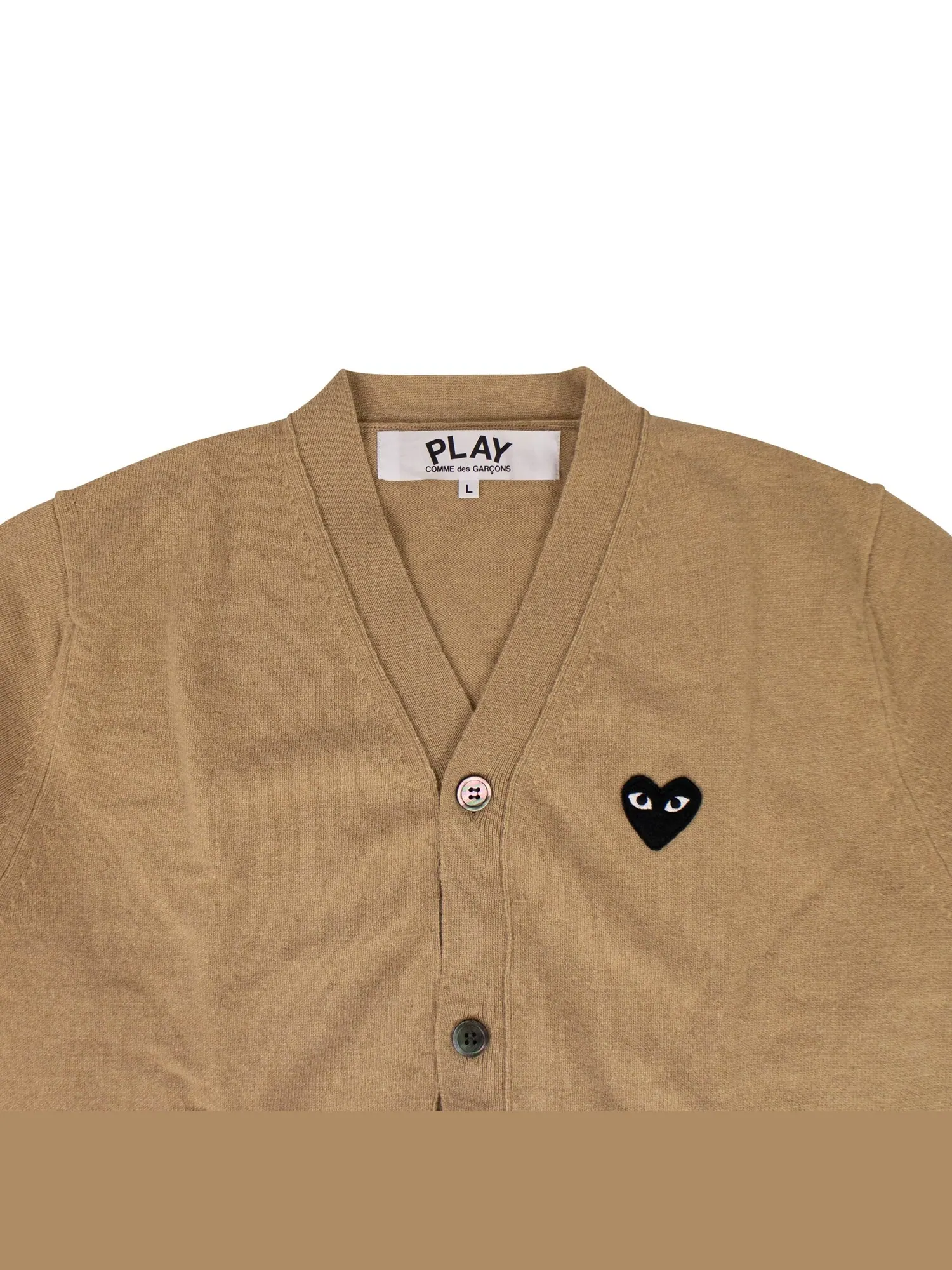 Шерстяной кардиган Comme des Garçons PLAY Heart — изображение 3 из 3, бежевый