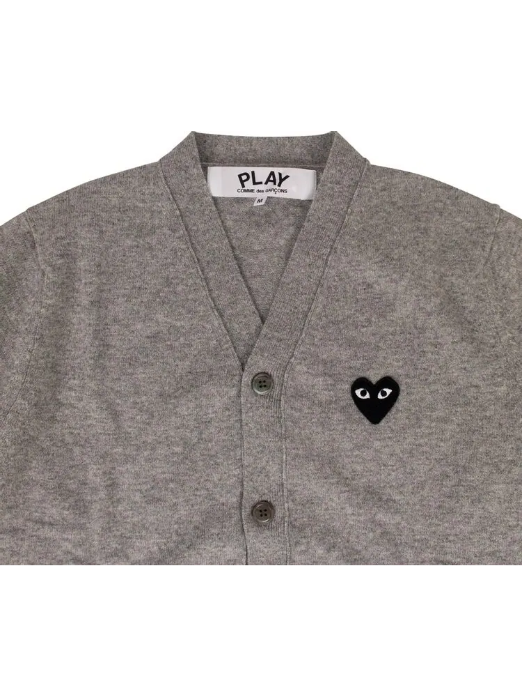 Кардиган Comme des Garçons PLAY Heart Wool Cardigan 'Gray' — изображение 3 из 3, серый