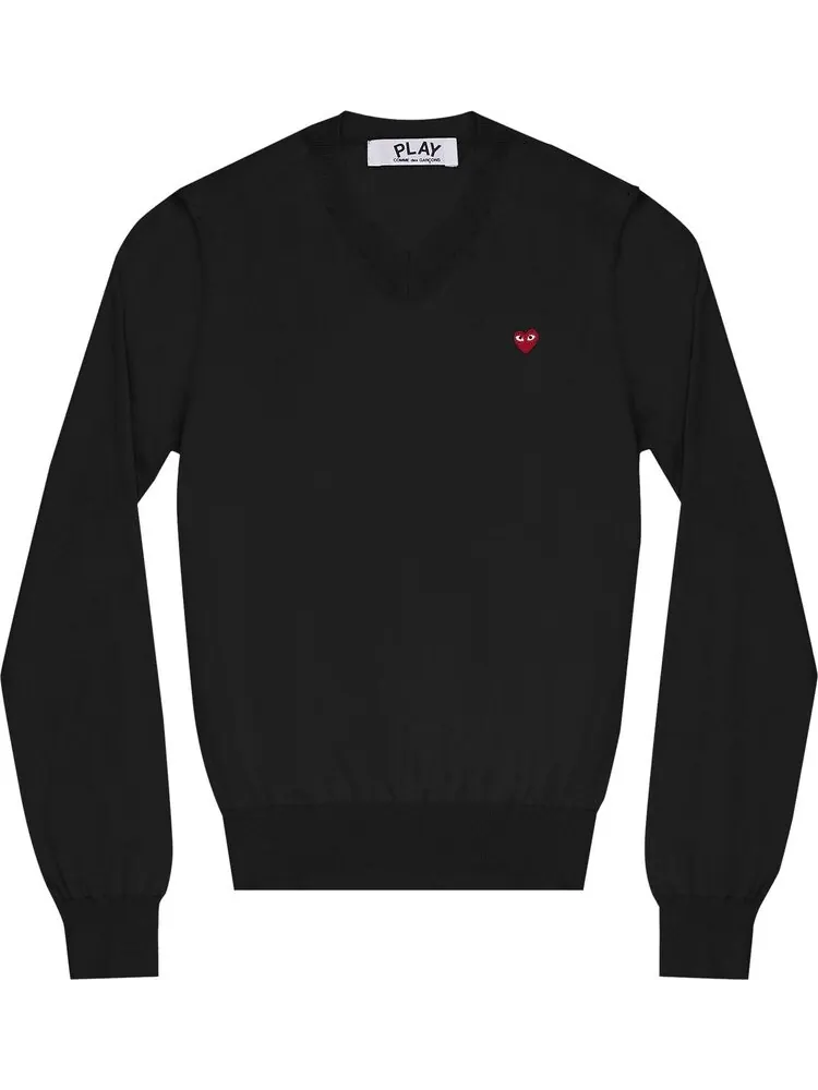 Свитер Comme des Garçons PLAY Red Heart Patch V-Neck Sweater 'Black'