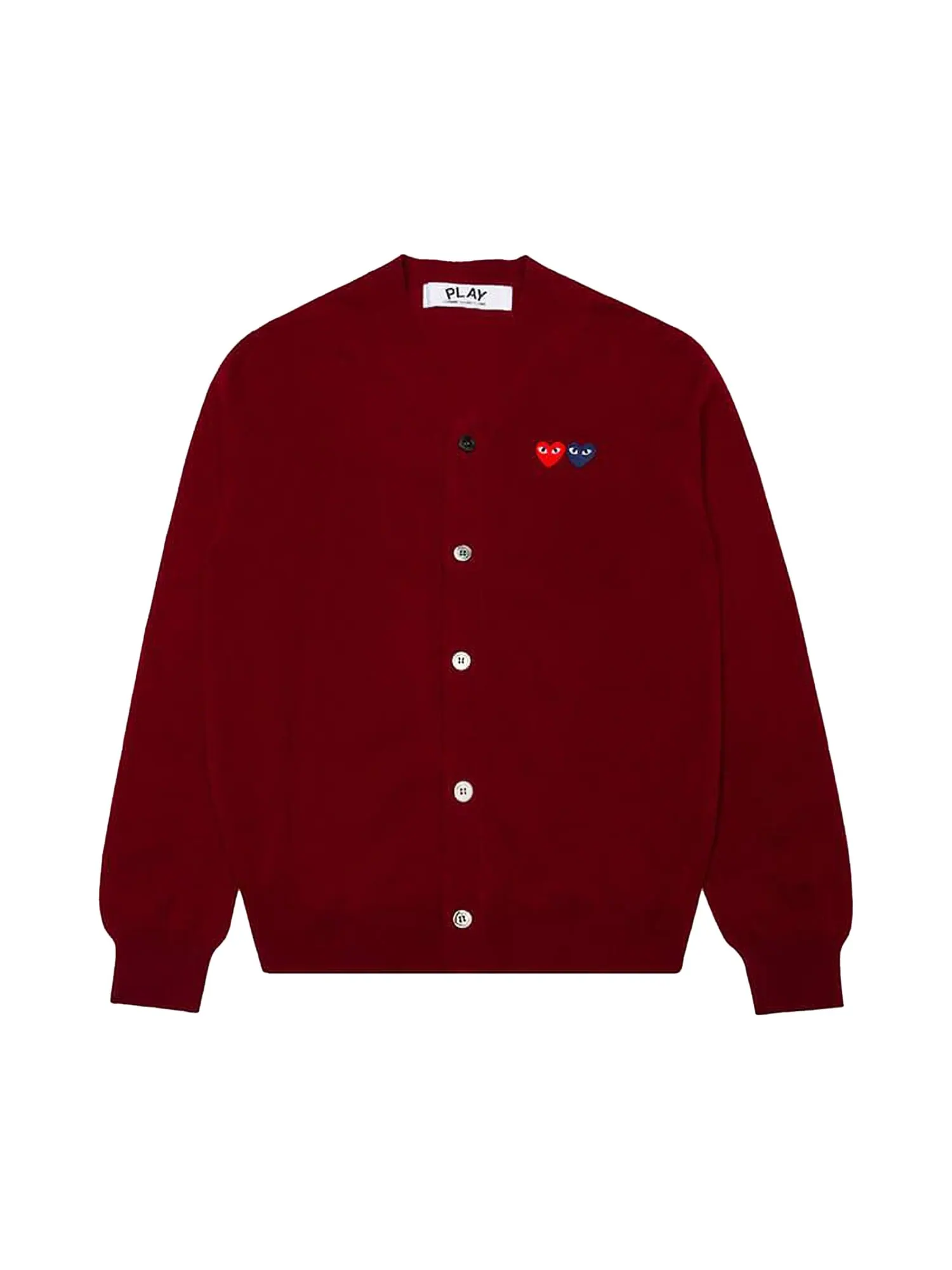 Кардиган Comme des Garçons PLAY с двойным сердцем — изображение 1 из 1, бордовый