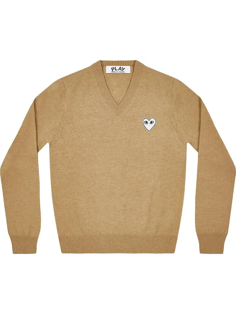 Свитер Comme des Garçons PLAY Heart V Neck Sweater 'Camel'