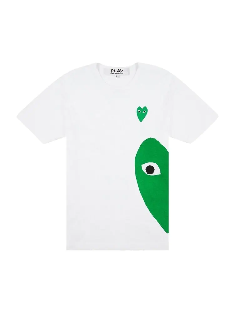 Футболка Comme des Garçons PLAY Green Emblem Heart T-Shirt 'White'