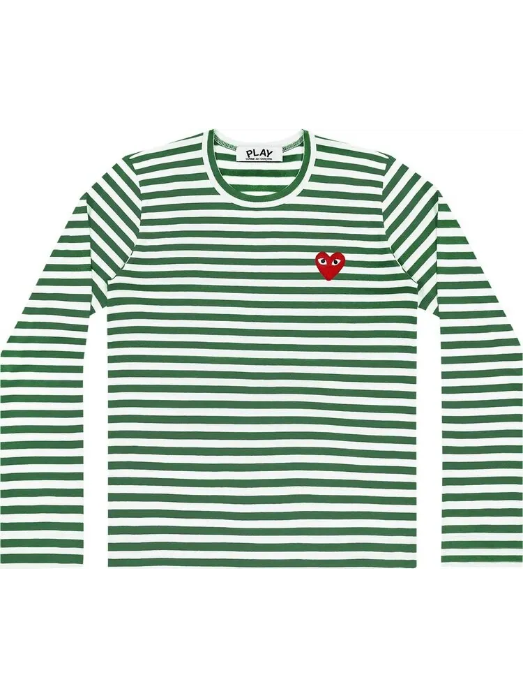 Футболка Comme des Garçons PLAY Striped Long-Sleeve T-Shirt 'Green'