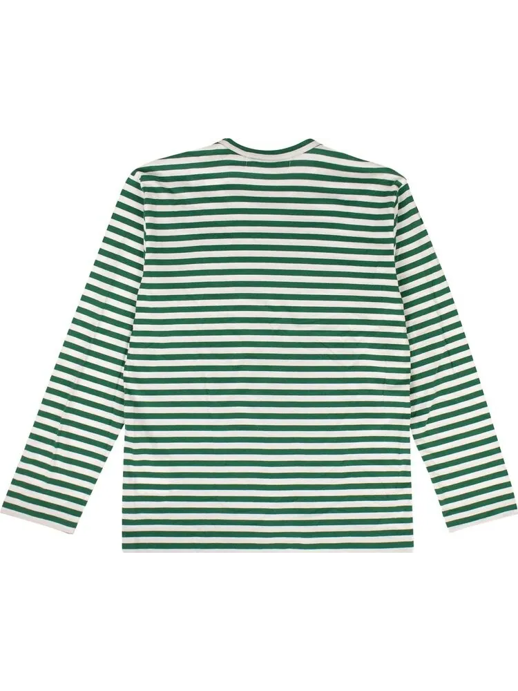 Футболка Comme des Garçons PLAY Striped Long-Sleeve T-Shirt 'Green' — изображение 2 из 4, зеленый
