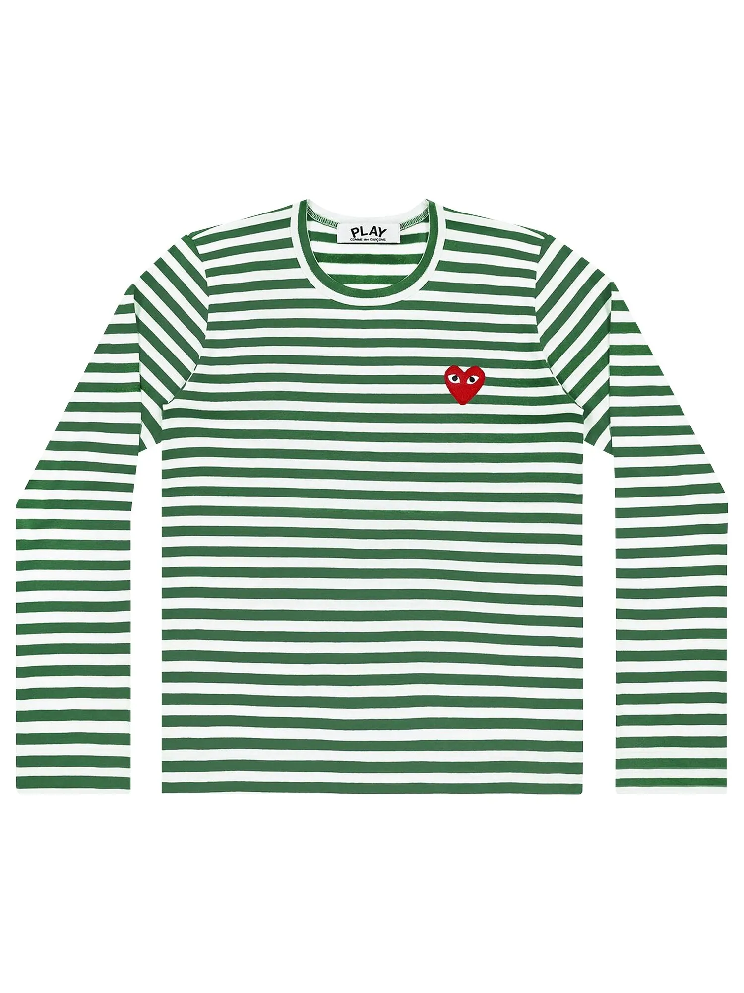 Полосатая футболка Comme des Garçons PLAY Зеленый/Белый — изображение 1 из 1