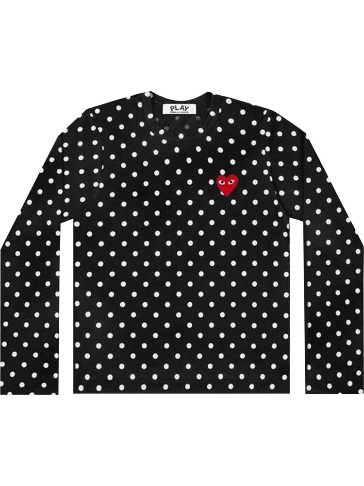 Футболка Comme des Garçons PLAY Polka Dot Long Sleeve T-Shirt 'Black'