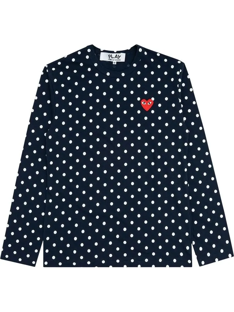 Футболка Comme des Garçons PLAY Polka Dot Long-Sleeve T-Shirt 'Navy'
