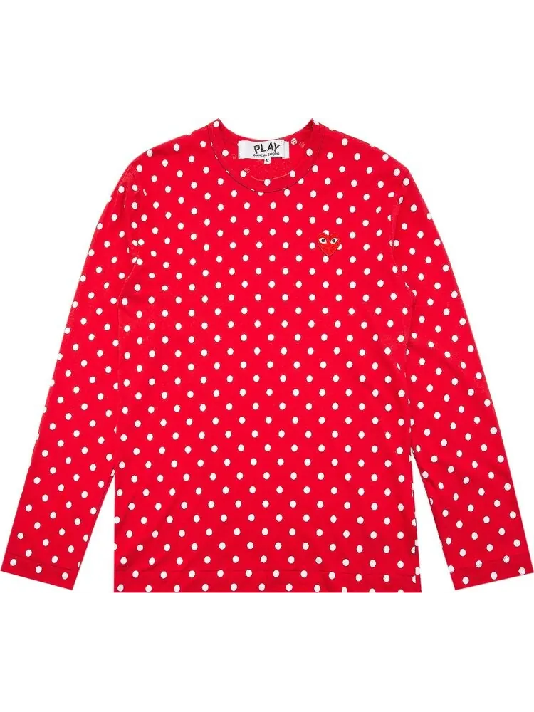 Футболка Comme des Garçons PLAY Polka Dot Long-Sleeve T-Shirt 'Red'