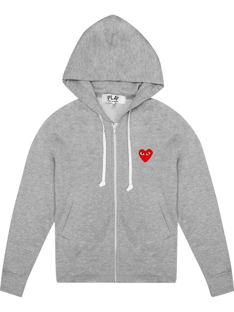 Худи Comme des Garçons Play Zip Up Hoodie With Red Heart 'Grey'