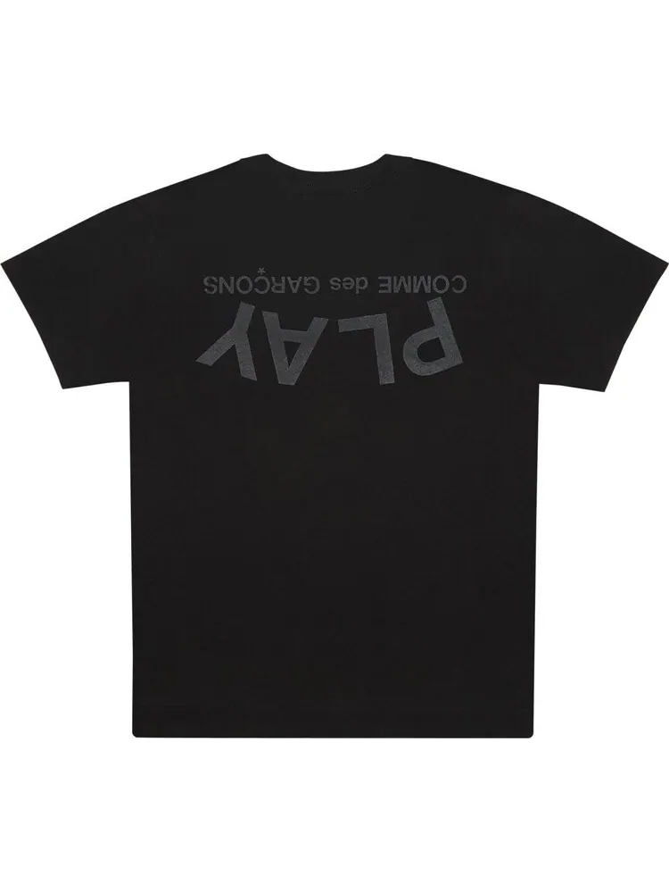 Футболка Comme des Garçons PLAY Logo Text T-Shirt 'Black' — изображение 2 из 2, черный