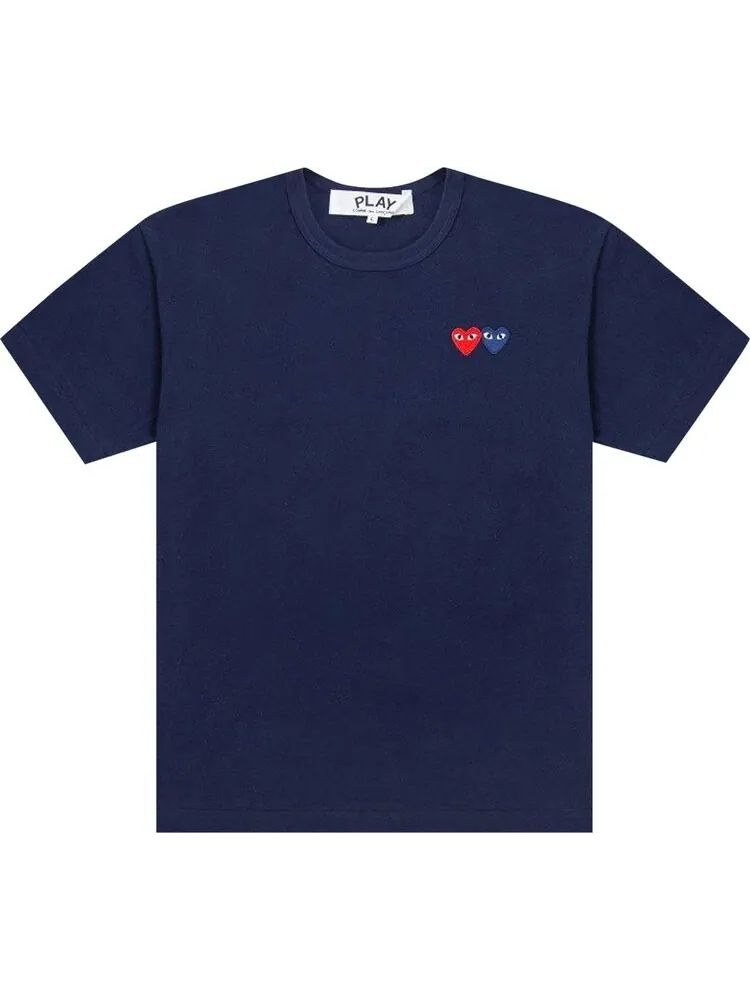 Футболка Comme des Garçons PLAY Double Hearts T-Shirt 'Navy'