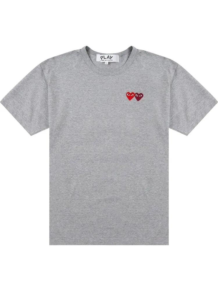 Футболка Comme des Garçons PLAY Double Heart T-Shirt 'Grey'