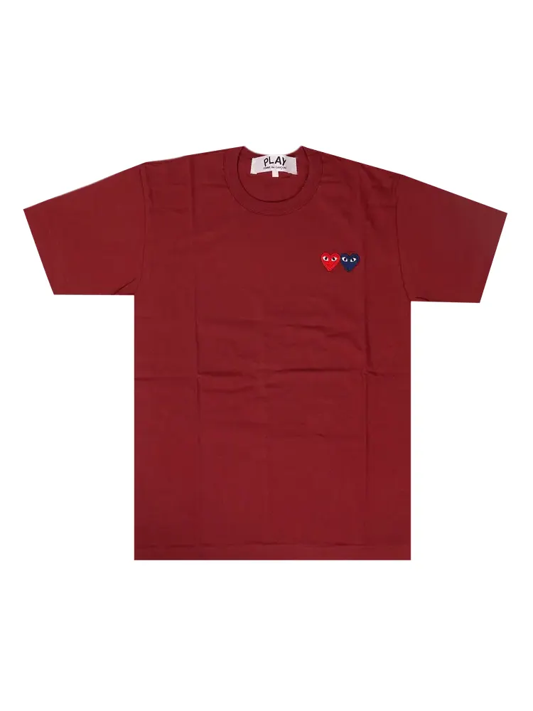 Футболка Comme des Garçons PLAY Double Heart T-Shirt 'Burgundy'