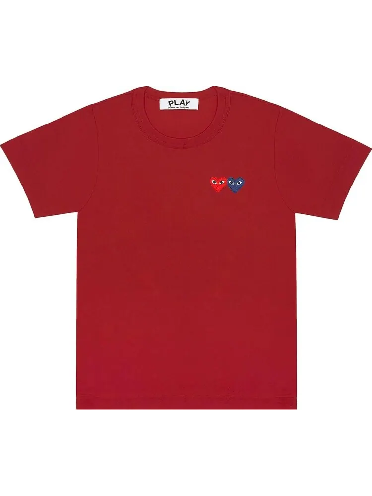 Футболка Comme des Garçons PLAY Double Hearts T-Shirt 'Burgundy'