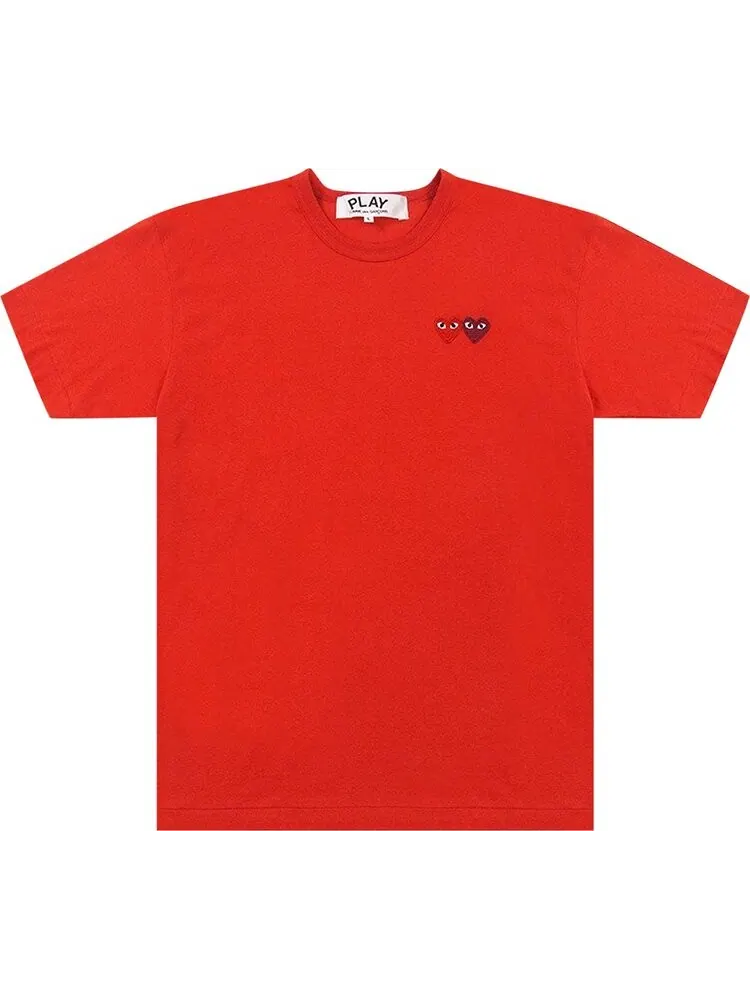 Футболка Comme des Garçons PLAY Double Hearts T-Shirt 'Red'