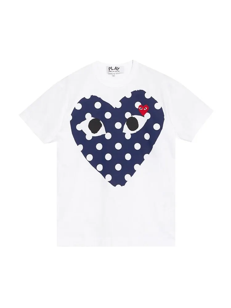 Футболка Comme des Garçons PLAY Polka Dot Full Heart T-Shirt 'White'