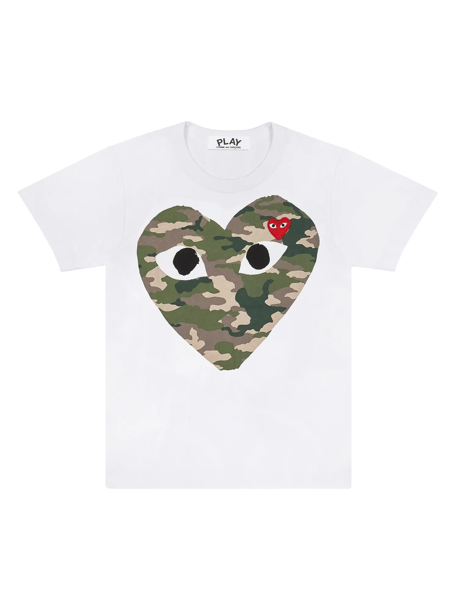 Футболка Comme des Garçons PLAY с камуфляжным сердечком — изображение 1 из 1, белый