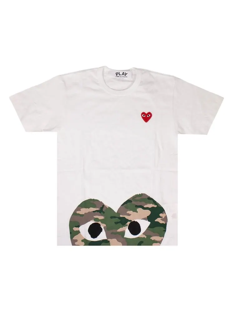 Футболка Comme des Garçons PLAY Camo Half Heart T-Shirt 'White'