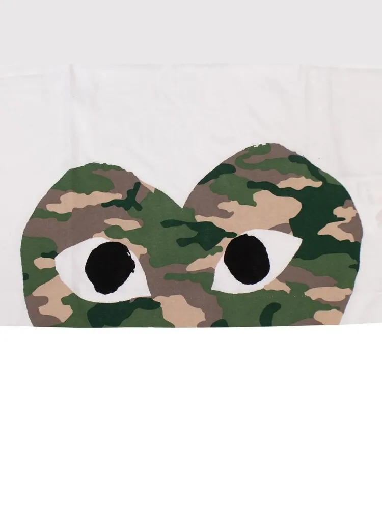Футболка Comme des Garçons PLAY Camo Half Heart T-Shirt 'White' — изображение 3 из 3, белый